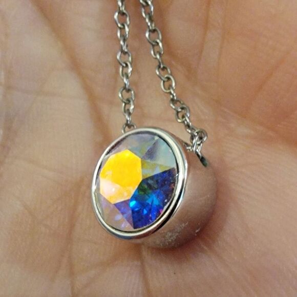 Touchstone Crystal Aurore Boreale Ice Necklace 1239N Silver Rhodium Plated - Picture 5 of 5